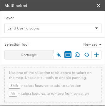 Multi-select dialog box with rectangle tool
