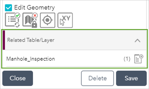 Related Table/Layer section of widget